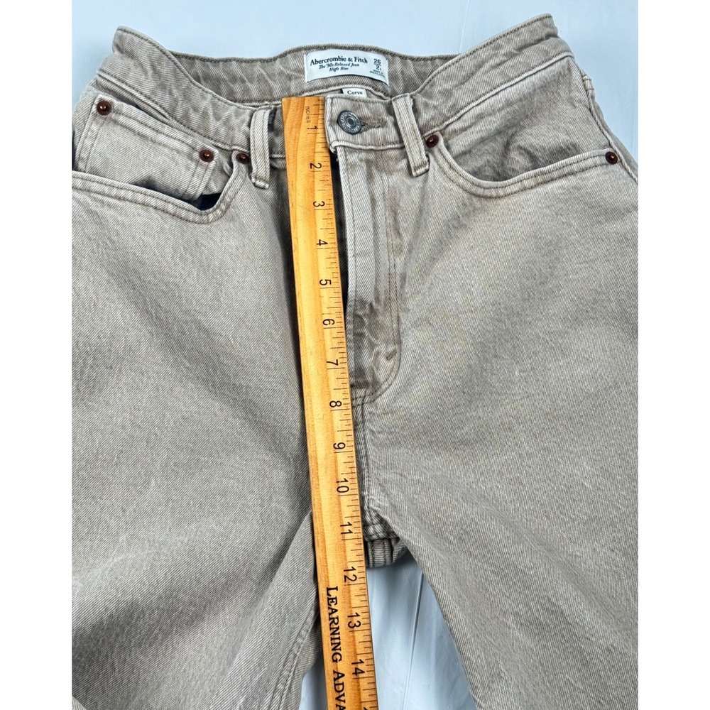 Abercrombie & Fitch Curve Love The 90s Relaxed Jean High Rise Tan 26 2s - Picture 5 of 10